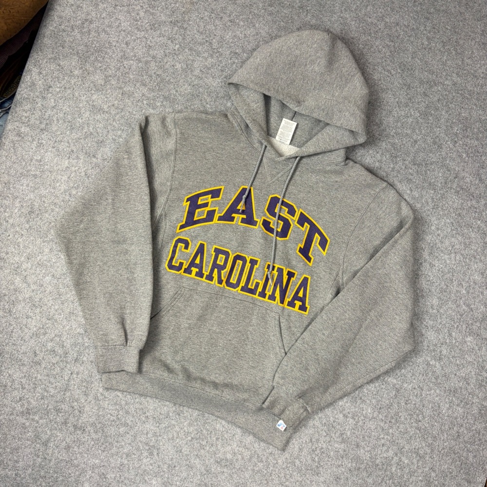 Russell Athletic East Carolina ECU Pirates Hoodie Gray Sweatshirt Mens Small